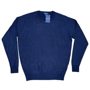Peter Millar Loden Dover V Neck Navy Blue Merino Wool Sweater